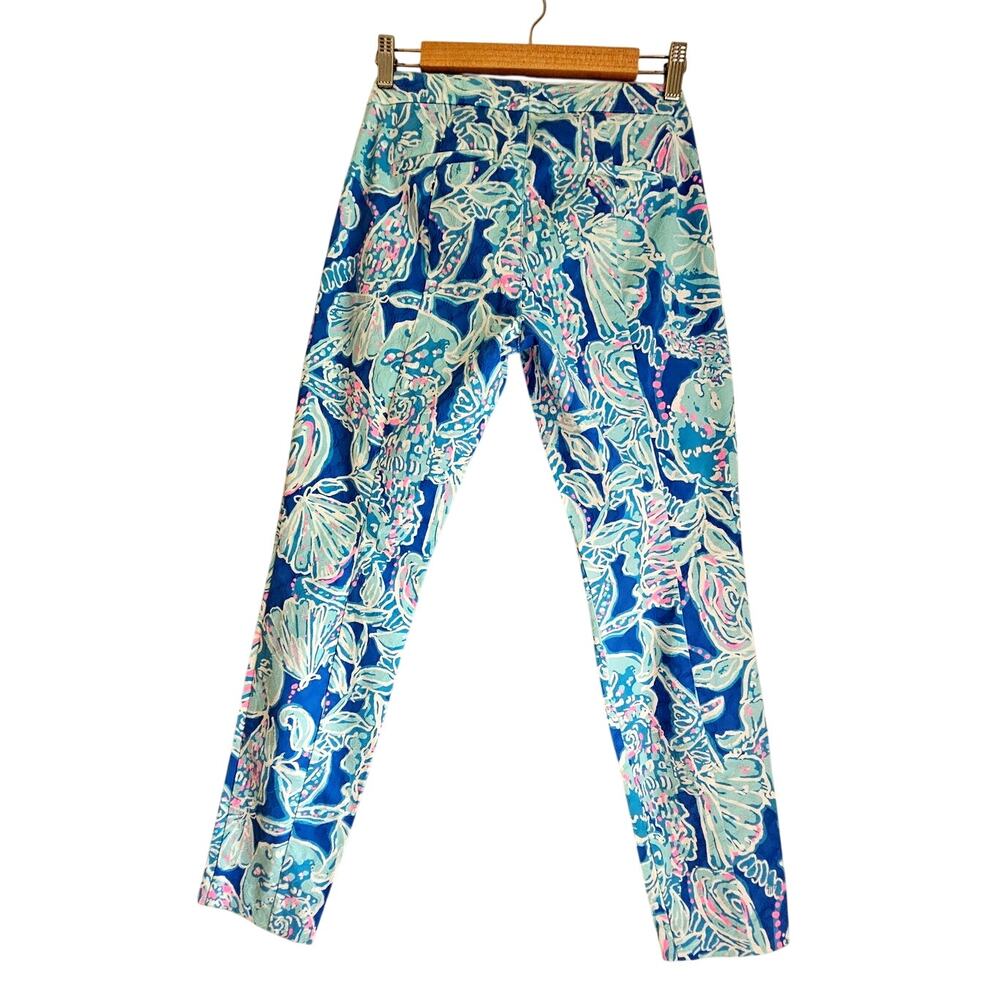 Lilly Pulitzer Pants, Textured Kelly Ankle Bay Blue Into The Deep Women's Size 2 - Picture 2 of 10